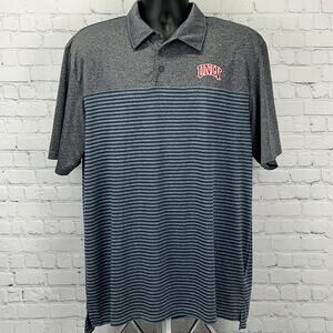 UNLV Rebels Champion Mens XL X-Large Gray Blue Striped Polo Golf Shirt NCAA Team